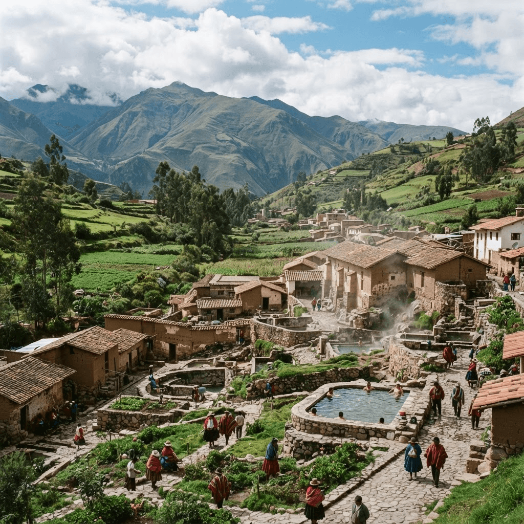 Paisaje del valle de Cajamarca que rodea el complejo termal